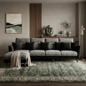 Modern L Shape Fabric Sofa Set – 3 Seater & Corner Options (Comfort Series)