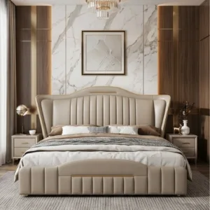 Modern Curved Upholstered Bed Cot – King, Queen & Double XL Size (Premium Finish)