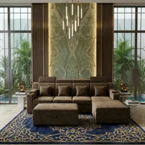 Modern L Shape Sofa Set with Ottoman – 3 Seater, 3+2, 3+1+1 & L Shape Options