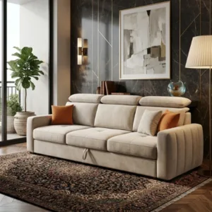 Modern Fabric Sofa with Adjustable Headrest – Premium Comfort Design