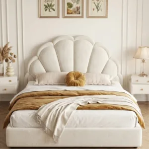 Luxury Shell Design Upholstered Bed – King, Queen & Double XL Size