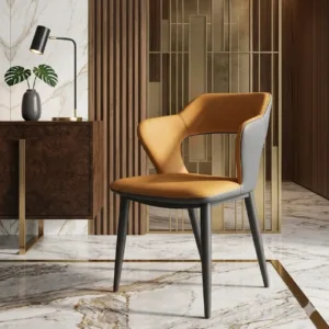 Modern Orange Dining Chair – Stylish Wooden Leg Accent Chair